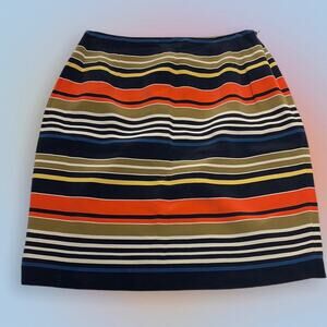 JONES NEW YORK Women’s 8P Silk Orange / Blue Striped Skirt